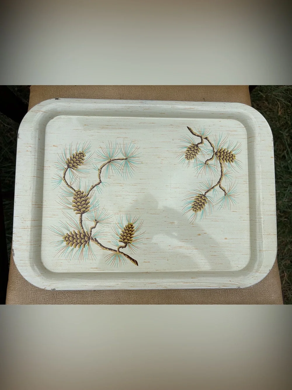Vintage Metal Pinecone Branch Serving Trays set of four